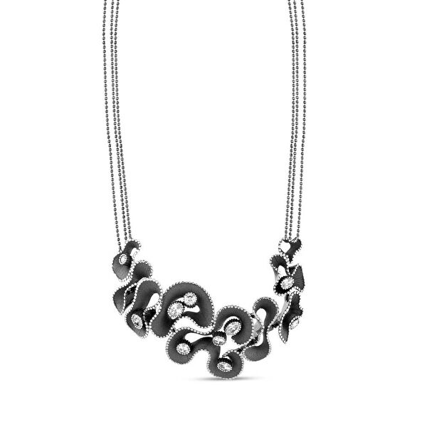 Soul Dance Model-6 Kuzey Işıkları Motifli Siyah Gümüş Kolye