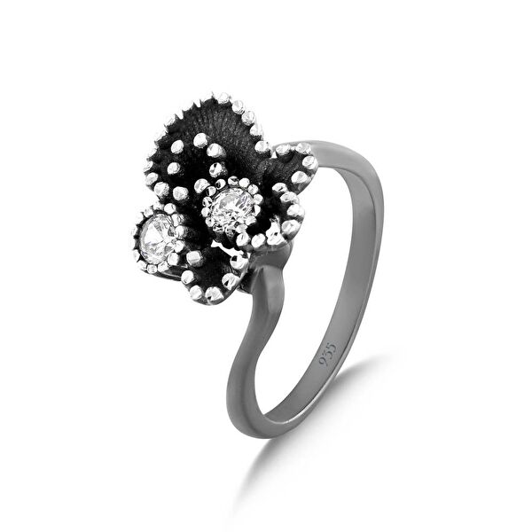 Soul Dance Model-3 Kuzey Işıkları Motifli Siyah Gümüş Yüzük