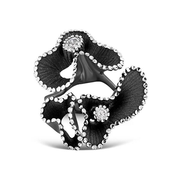 Soul Dance Model-6 Kuzey Işıkları Motifli Siyah Gümüş Yüzük