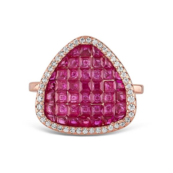 Eclat Pembe Üçgen Gümüş Yüzük