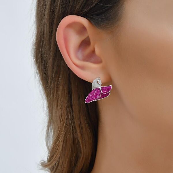 Eclat Pembe Gelincik Gümüş Küpe