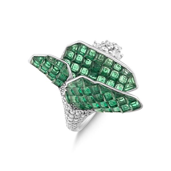 Eclat Yeşil Gelincik Gümüş Yüzük