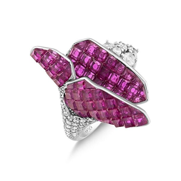 Eclat Pembe Gelincik Gümüş Yüzük