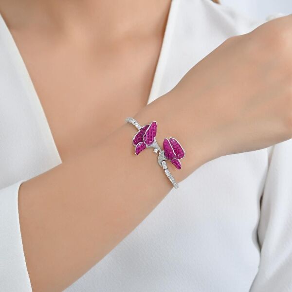 Eclat Pembe Gelincik Gümüş Bileklik