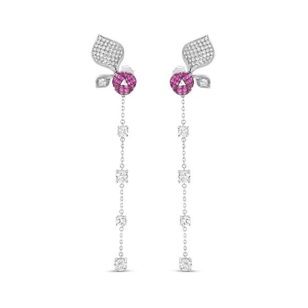 Eclat Pembe Gonca Gümüş Küpe