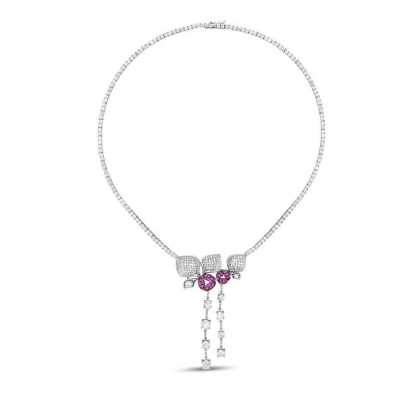 Eclat Pembe Gonca Gümüş Kolye