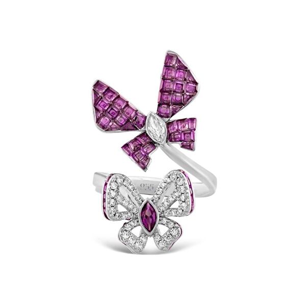 Eclat Pembe Kelebekli Gümüş Yüzük