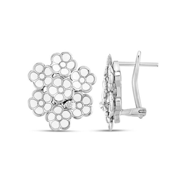 White Dreams Model-5 Çiçek Tasarımlı Gümüş Küpe