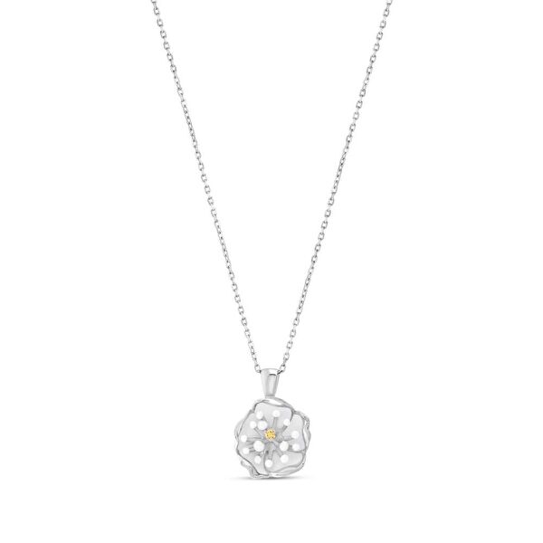 White Dreams Model-3 Tomurcuklu Çiçek Tasarımlı Gümüş Kolye