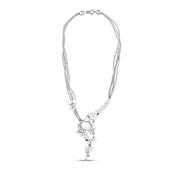 White Dreams Model-8 Beyaz Agat Taşlı Gümüş Kolye
