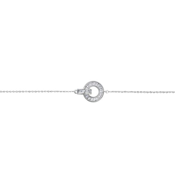 Gift Koleksiyonu Baget Taşlı İç İçe Geçmiş Halka Gümüş Kadın Bileklik