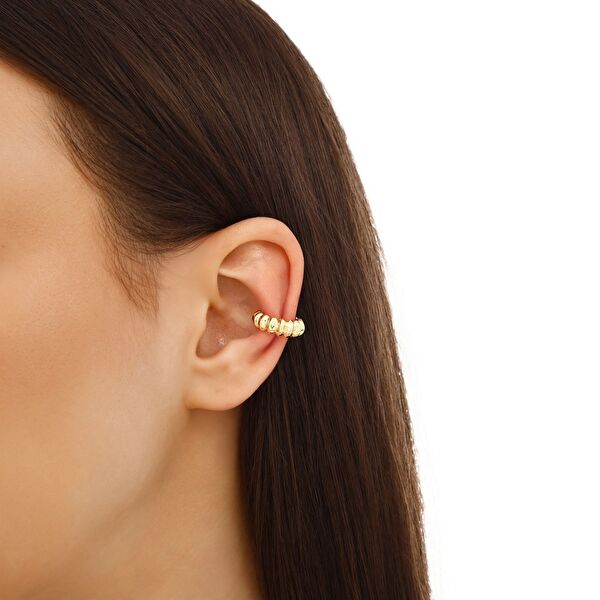 Sun Koleksiyonu Earcuff Dişli Gümüş Küpe
