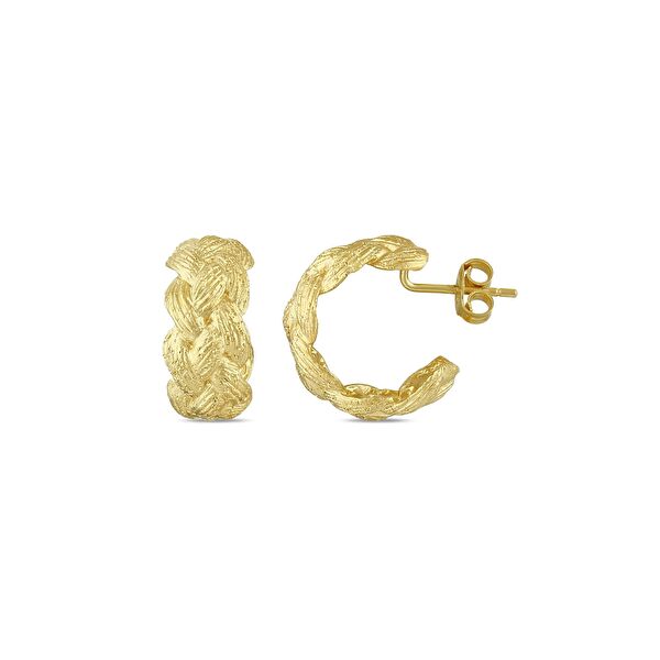 Poly Koleksiyonu Örgü Gümüş Küpe