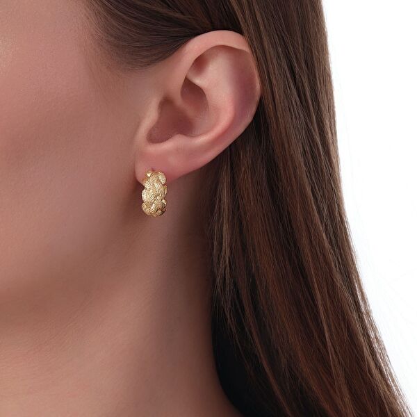 Poly Koleksiyonu Örgü Gümüş Küpe