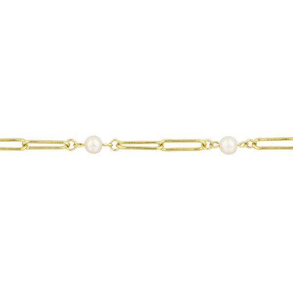 Sun Koleksiyonu İnci Taşlı Zincir Gümüş Bileklik