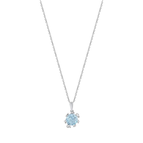 Gift Koleksiyonu Mavi Taşlı ve Zirkon Detaylı Gümüş Kolye