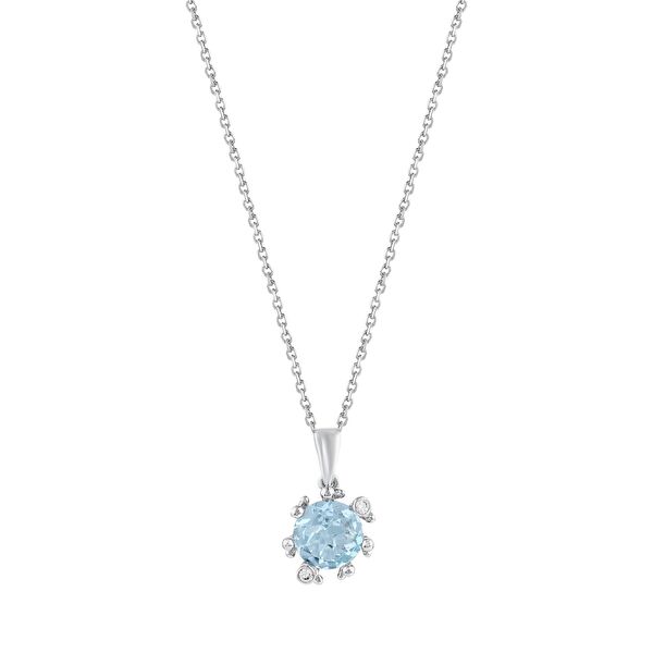 Gift Koleksiyonu Mavi Taşlı ve Zirkon Detaylı Gümüş Kolye