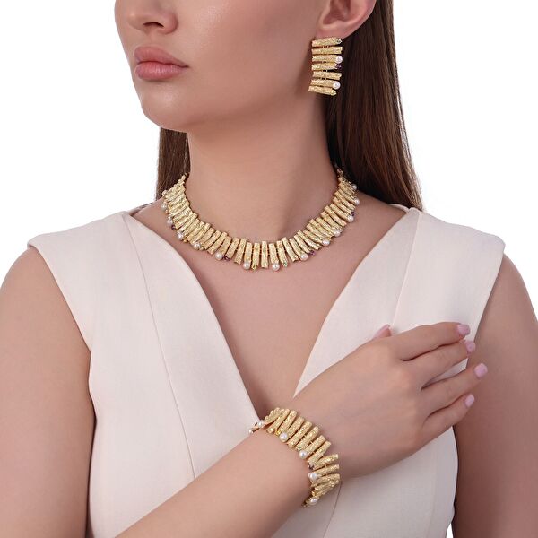 Flowers Koleksiyonu inci Taşlı Gümüş Kolye