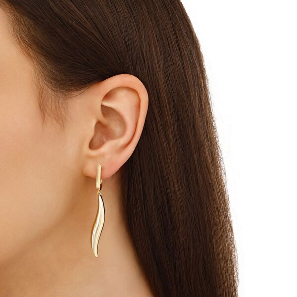 Sun Koleksiyon Modern S-Kavisli Minimalist Uzun Küpe