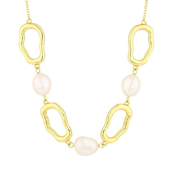 Sun Koleksiyonu İnci Taşlı Gümş Kolye 