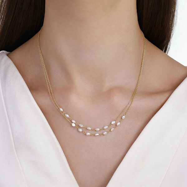 Sun Koleksiyonu Beyaz Taşlı Gümüş Kolye