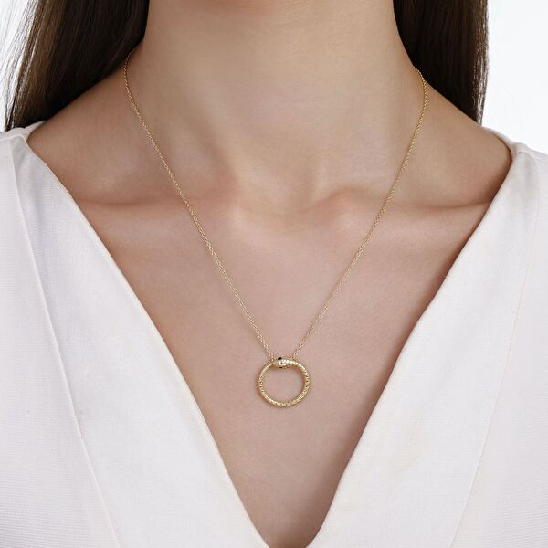 Sun Koleksiyonu Otantik Yılan Formlu İnce Zincirli Gümüş Kolye