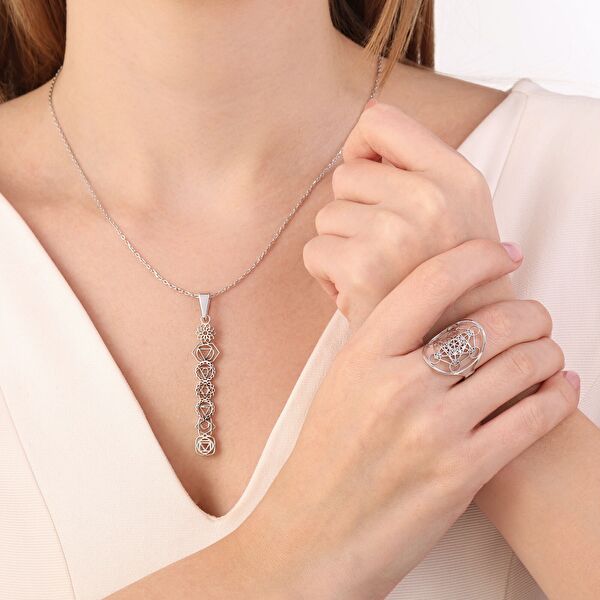 Flower Of Life NEXP1049W-00 Gümüş Kolye