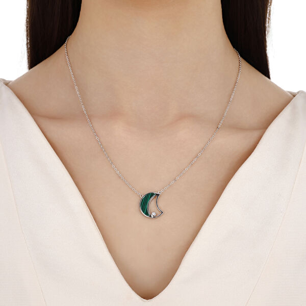 Lucky Gems Koleksiyonu Malahit Taşlı Gümüş Kolye