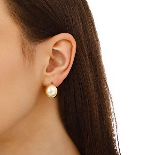 Sun Koleksiyonu Hacimli Yarım Ay Gümüş Küpe 