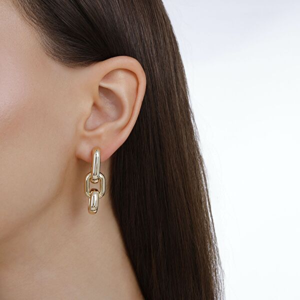 Sun Koleksiyonu Üçlü Geçmeli Zincir Gümüş Küpe 