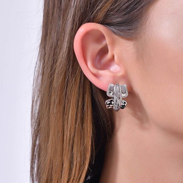 Pied De Poule PPHE0001-CZ Gümüş Küpe