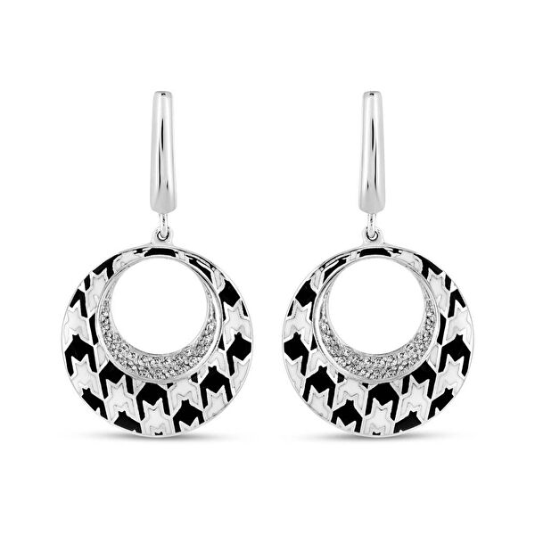 Pied De Poule PPHE0017-CZ Gümüş Küpe