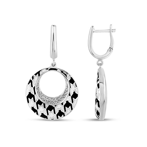 Pied De Poule PPHE0017-CZ Gümüş Küpe