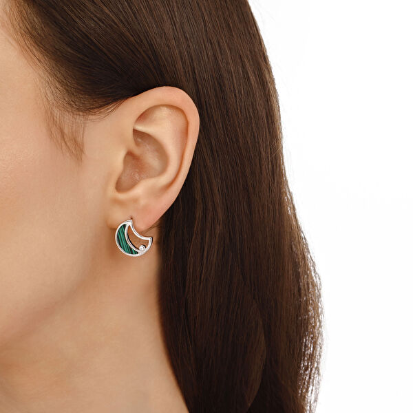 Lucky Gems Koleksiyonu Malahit Taşlı Gümüş Küpe