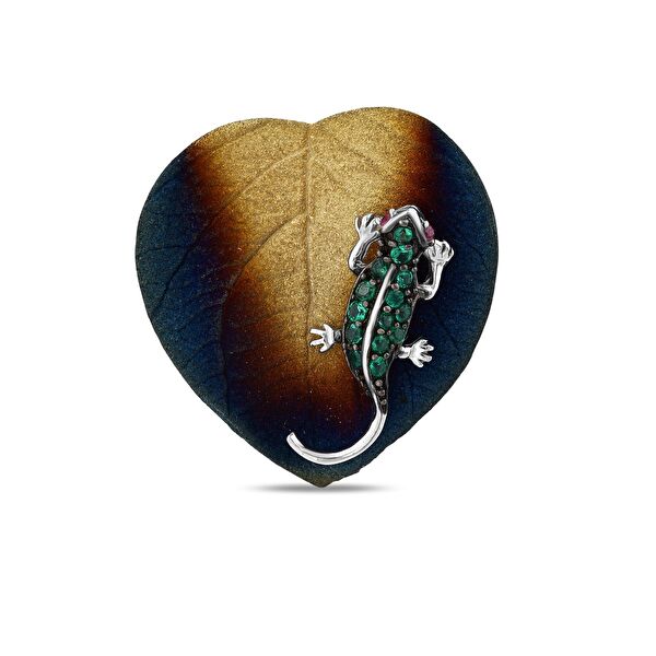 Global Warming Yeşil Kertenkele Gümüş Yüzük