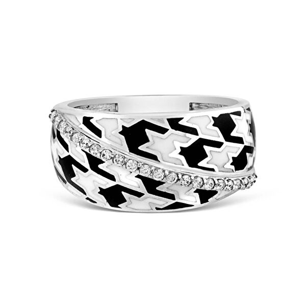 Pied De Poule PPHR0013-CZ Gümüş Yüzük