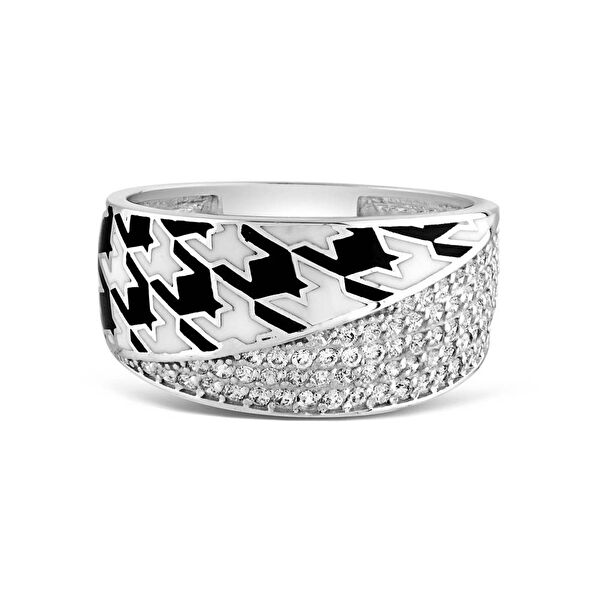 Pied De Poule PPHR0017-CZ Gümüş Yüzük