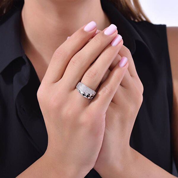 Pied De Poule PPHR0017-CZ Gümüş Yüzük